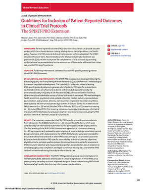 Cover of Guidelines for Inclusion of Patient-Reported Outcomes article