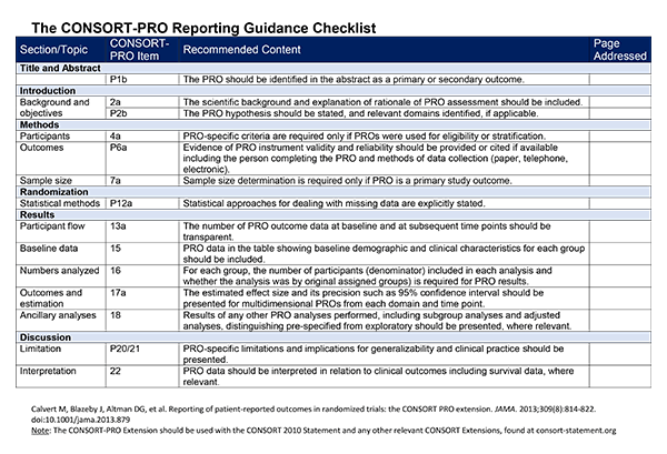 Cover of The CONSORT-PRO Reporting Guidance Checklist