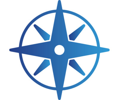 Compass icon using blue gradients