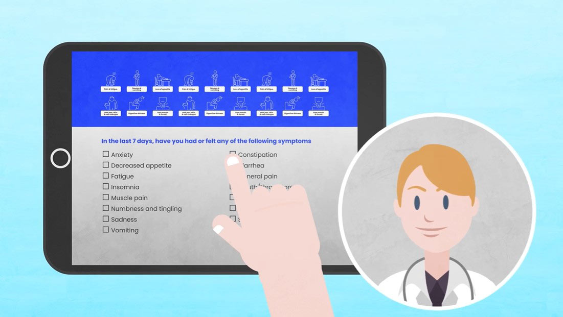 Video still showing person using a tablet